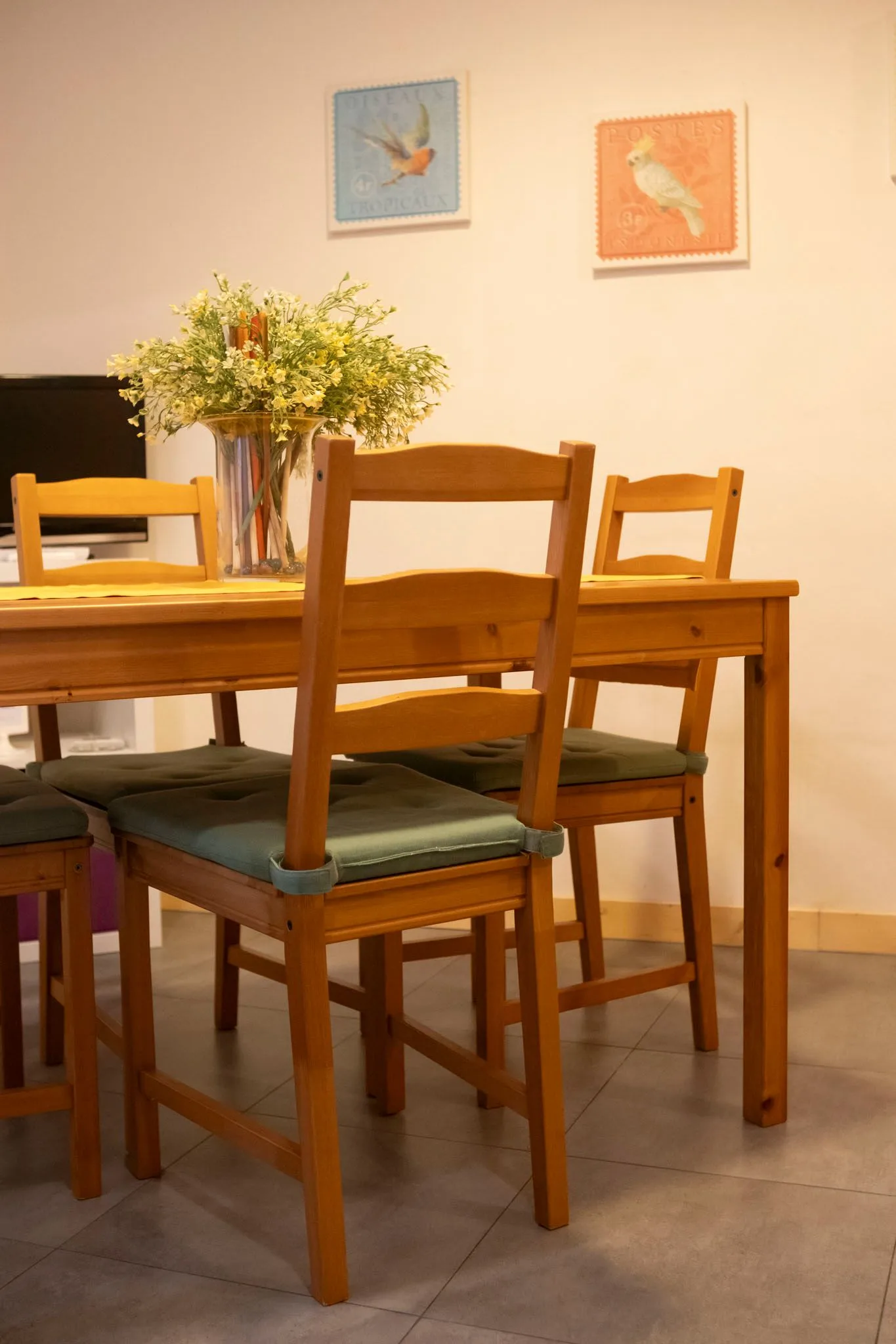 Wooden dining table and chairs