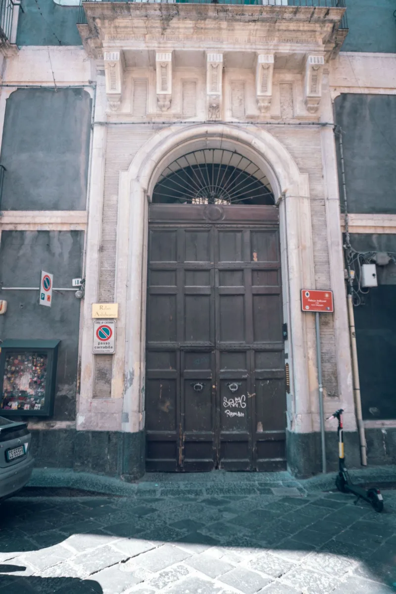 Baroque stone doorway on the street