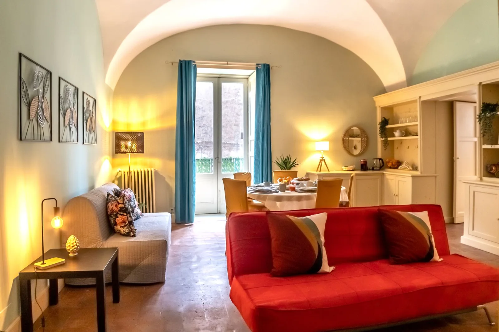 Vaulted living room in a historic Catania apartment